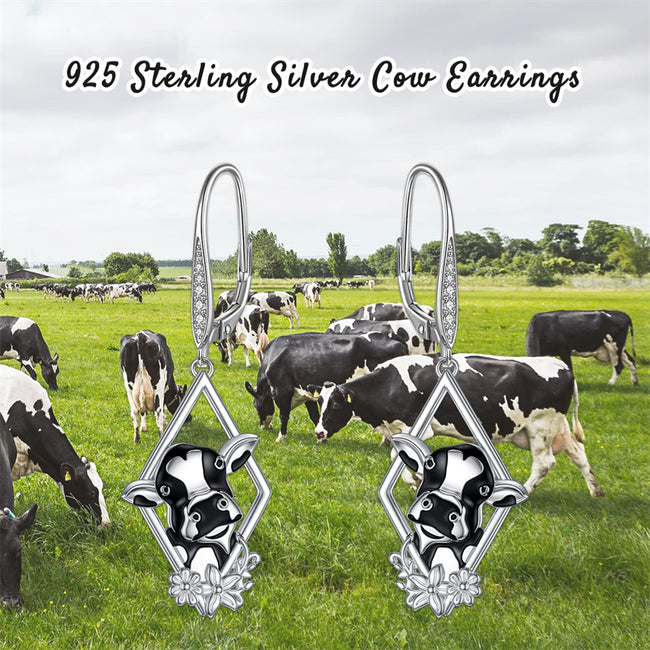 Cow Earrings for Women 925 Sterling Silver  Cow Jewelry Gifts for Women Girls Birthday Christmas Gift