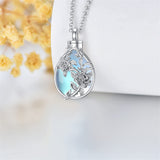 Rose Flower Urn Necklace Cremation Jewelry for Ashes 925 Sterling Silver Teardrop Moonstone Jewelry Gifts for Women