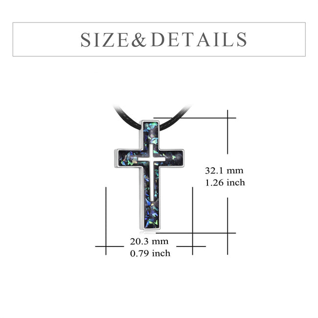 Cross Urn Necklace for Ashes Sterling Silver Abalone Shell Cross Cremation Pendant Religion Keepsake Jewelry Gifts for Women Men