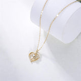 14K Solid Gold Heart Necklace for Women,Yellow Gold 0.55 Carat(CTTW ) Moissanite Heart Infinity Pendant Necklace Fine Jewelry