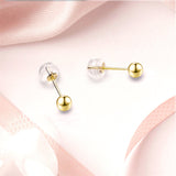 18K Yellow Gold Ball stud Earrings for Women, Gold Post Earrings for Girls