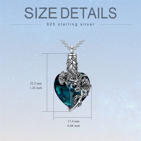 Sterling Silver Birthstone Birth Flower Crystal Urn Necklace for Ashes