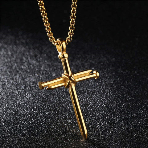 Cross Necklace for Men Cross Pendant Stainless Steel Necklace