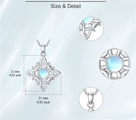 Sterling Silver Moonstone Witches Knot Pendant Necklace