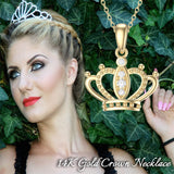 14K Yellow Gold Necklace for Women, Queen Crown Necklace,Gift for Her