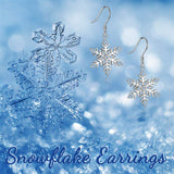 Snowflake Earrings Sterling Silver Snowflake Dangle Drop Earring for Women Christmas Jewelry Gifts