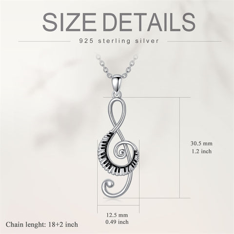 Sterling Silver Piano Music Note Dancer Pendant Necklace