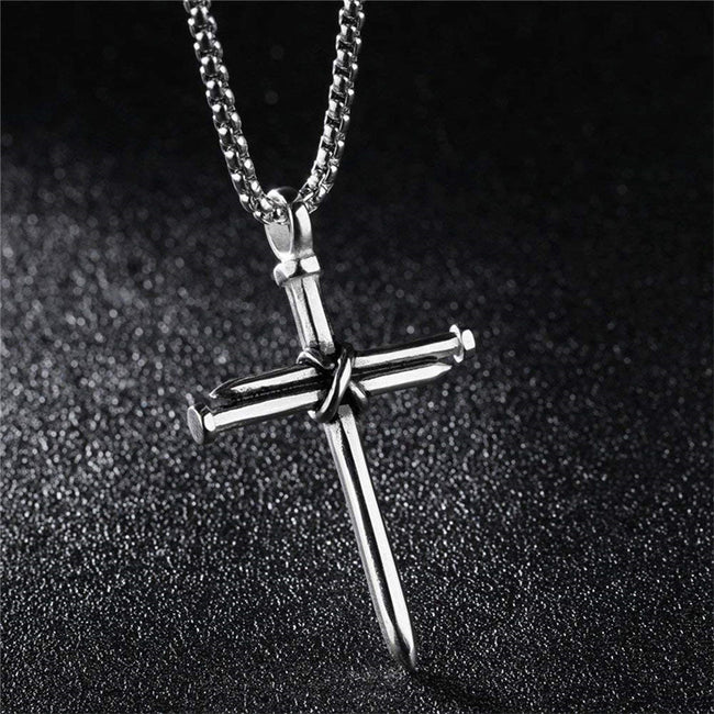 Cross Necklace for Men Cross Pendant Stainless Steel Necklace