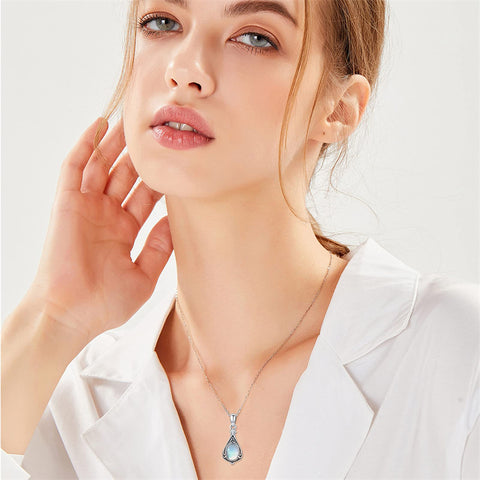 Sterling Silver Opal Turquoise TearDangle Urn Necklace for Ashes