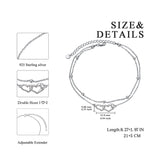 Double Layered chain 925 Sterling Silver Double Heart Anklet for Girls Women Summer Beach Ankle Bracelet Dainty Jewellery