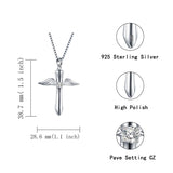 925 Sterling Silver Cross Urn Necklace - Memorial Pendant Cremation Keepsake Jewelry for Ashes