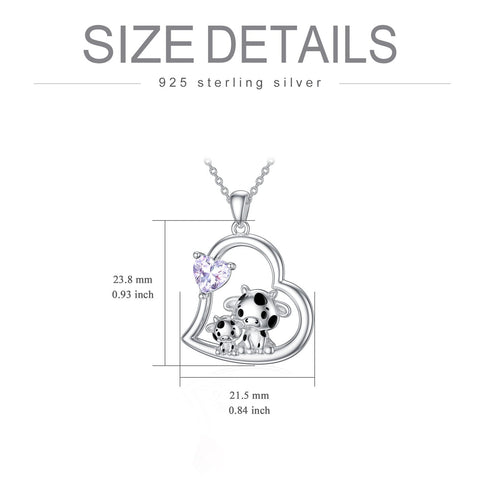 Sterling Silver Mother Daughter Cow Pendant Necklace
