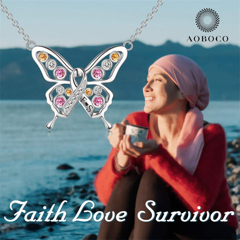 Sterling Silver Cancer Survivor Necklace Breast Ovarian Cancer Patient