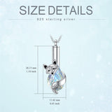 Sterling Silver Crystal Fox Urn Necklace for Ashes