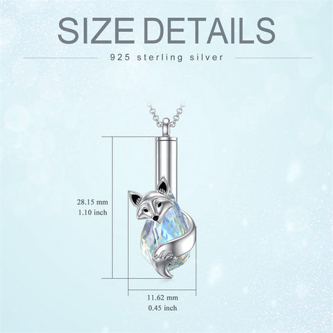 Sterling Silver Crystal Fox Urn Necklace for Ashes