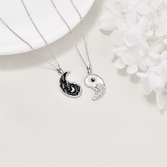 Yin Yang Necklace Sun Moon Sterling Silver Couple Necklaces Matching Couples Friendship Necklace Jewelry For Women Men Gift
