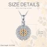 Sterling Silver Sunflower Necklace Jewelry For Women Locket with Engraved Message Valentine's Day Gift For Her