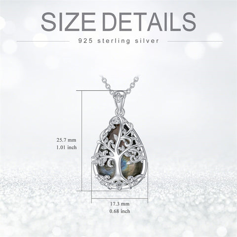 Sterling Silver Labradorite Tree Life Pendant Necklace