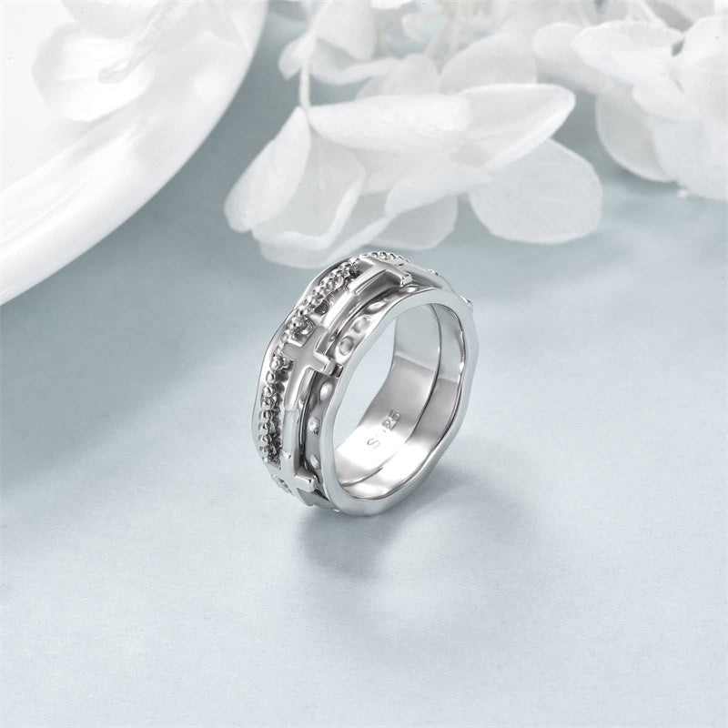 Sterling Silver Cross Spinner Ring– romanticwork
