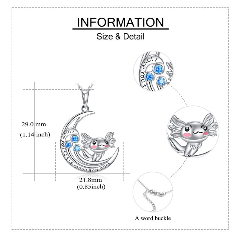 Collana con ciondolo di cristallo Axolotl in argento sterling Collana con ciondolo di cristallo Axolotl in argento sterling
