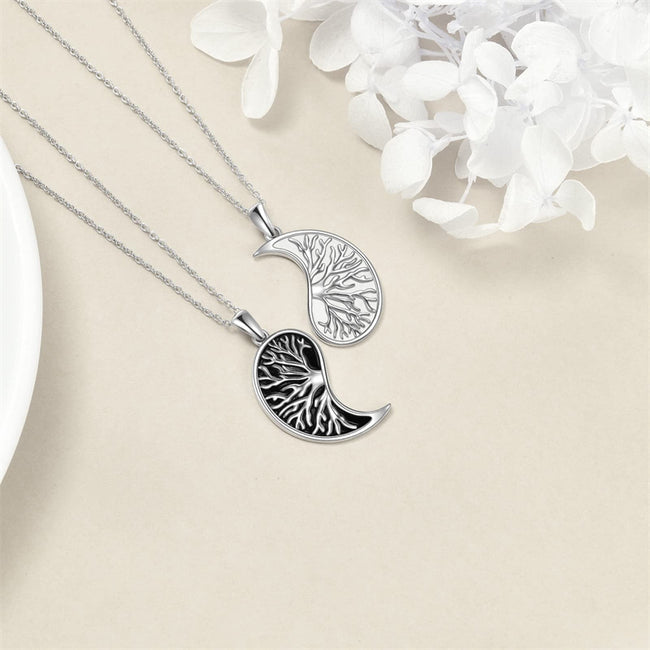 Yin Yang Necklace Sun Moon Sterling Silver Couple Necklaces Matching Couples Jewelry For Women Men Gift