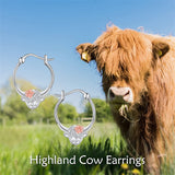 Highland Cow Earrings 925 Sterling Silver Western Cow Head Earrings Scottish Highland Cow Jewelry Gifts for Women