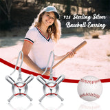 925 Sterling Silver Baseball/Football Earrings Sports Accessories Jewelry Fans Baseball/Football Gift