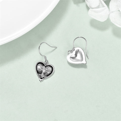 Witches Heart Gothic Earrings 925 Sterling Silver Goth Black Jewelry for Women