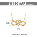 14K Solid Gold Heart Infinity Pendant Necklace for Women, Real Gold Love Jewelry Anniversary Birthday Gifts for Her, Wife, Mom, Girlfriend, 18inch