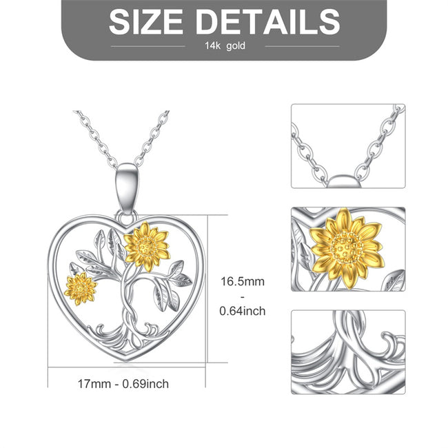 14K Gold Sunflower Necklace for Women You Are My Sunshine Gold Sunflower Pendant Necklace Jewelry Gifts