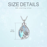 Sterling Silver TearDangle Moonstone Rose Flower Urn Necklace for Ashes