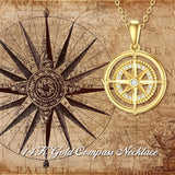 14K Real Gold Compass Pendant Necklace for Women Compass Dainty Necklace Jewelry Birthday Gift for Graduate