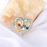 925 Silver Necklace with Birthstones Personalized Custom Name Necklace Pendant For Women Mother