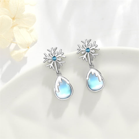 Sterling Silver Snow Moonstone Stud Earrings