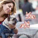 Sterling Silver French Bulldo Stud Earrings