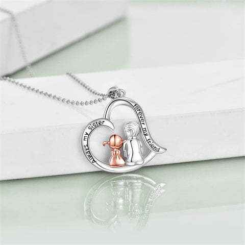 Sterling Silver Brother and Sister Pendant Necklace With Engraved