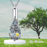 Sterling Silver Rose/Butterfly/Sunflower Flower Cremation Necklace For Ashes,Crystal Urn Necklace For Ashes For Women Memorial Jewelry