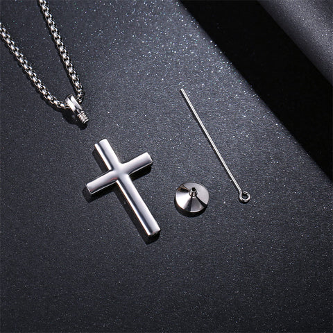 Urn Cross Necklace For Ashes 925 Solid Sterling Silver Pendant Cremation Jewelry For Men Boys With Strong Stainless Steel Chain