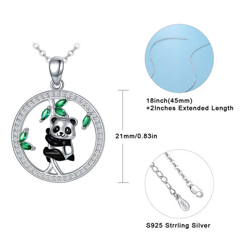 Sterling Silver Origami Panda Pendant Necklace