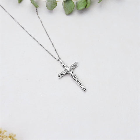 Cross Urn Necklaces For Ashes Sterling Silver Jesus Christ Crucifix Keepsake Cremation Jewelry for Men w/ Funnel Filler