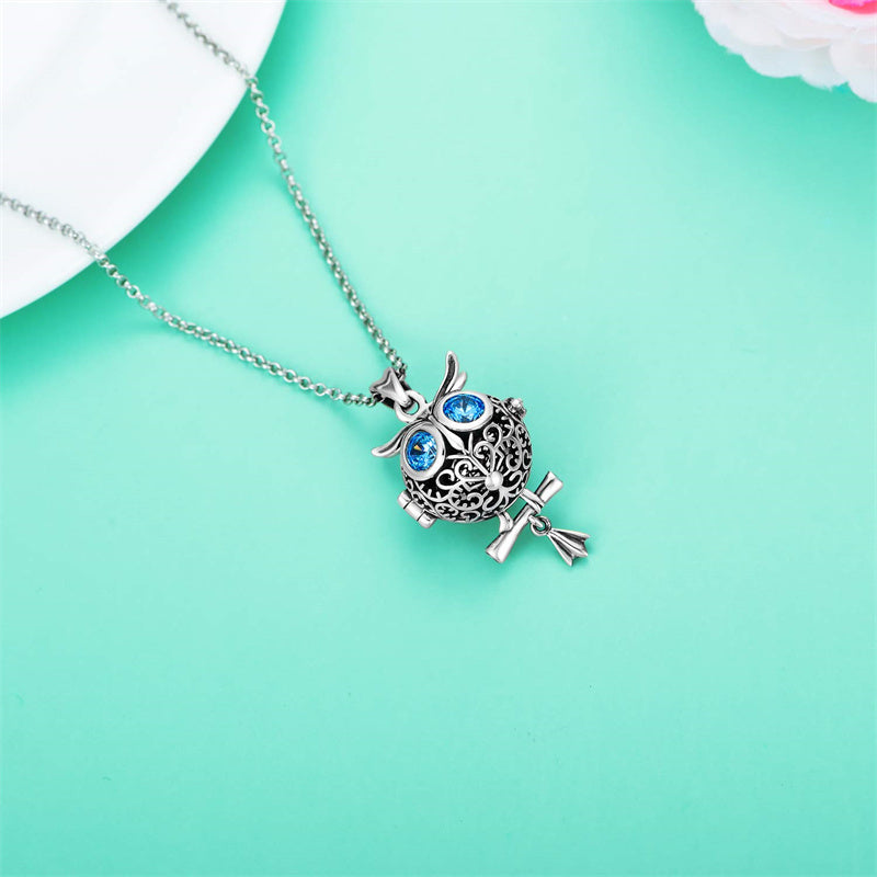 925 Sterling Silver Owl Urn Necklaces Cremation Keepsake Necklace
