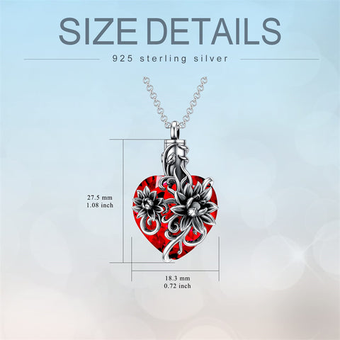 Sterling Silver Birthstone Birth Flower Crystal Urn Necklace for Ashes