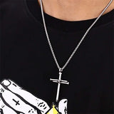 Cross Necklace for Men Cross Pendant Stainless Steel Necklace