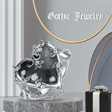 Witch Heart Ring 925 Sterling Silver Gothic Jewelry Goth Halloween Gifts for Women
