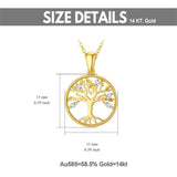 14k Solid Gold Tree of Life Necklace for Women Family Tree Pendant Necklaces for Women Love Heart Tree of Life Jewelry for Women 16"-18"