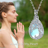 Tree of Life/Hummingbird Urn Necklace Moonstone Necklace for Ashes 925 Sterling Silver Cremation Jewelry for Women