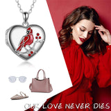 Sterling Silver Red Cardinal Pendant Necklace Can Hold One Picture