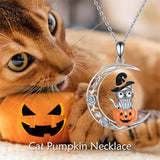 Halloween/Christmas Gifts Ghost Halloween Necklace Pumpkin Necklace 925 Sterling Silver Cute Ghost Jewelry Gifts for Women