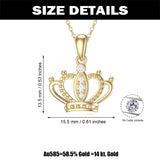 14K Yellow Gold Necklace for Women, Queen Crown Necklace,Gift for Her