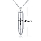 S925 Sterling Silver Urn Necklace Memorial Ashes Keepsake Exquisite Cremation Simple Bar Bullet Cross Pendant Jewelry
